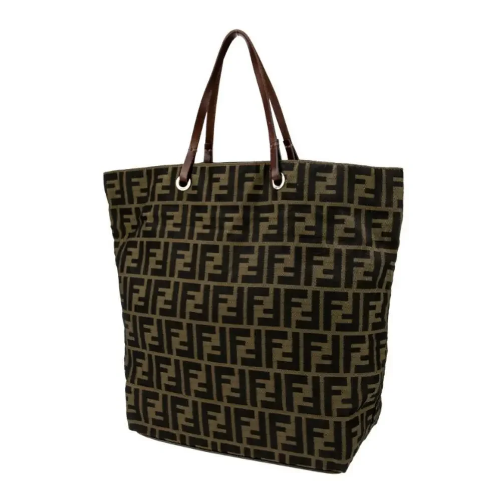Fendi FF Logo Zucca Bag Shoulder‎ Strap Tote Purse Brown Black Canvas Monogram